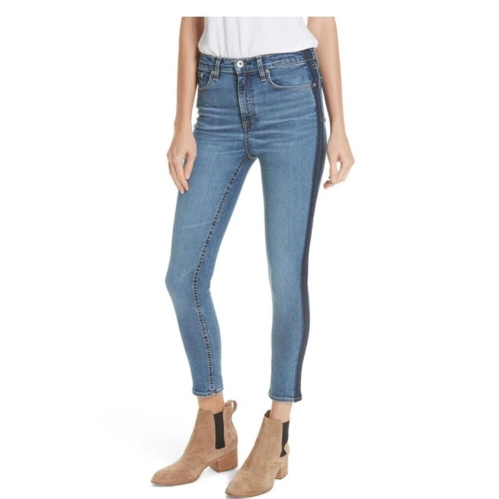 Rag & Bone Side Stripe Skinny Jeans (Indigo Tux)